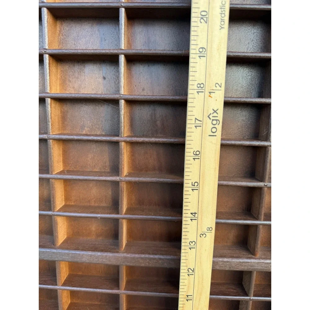 Vintage Wooden Printers Drawer Shadow Box Display Case Letterpress Tray Brown